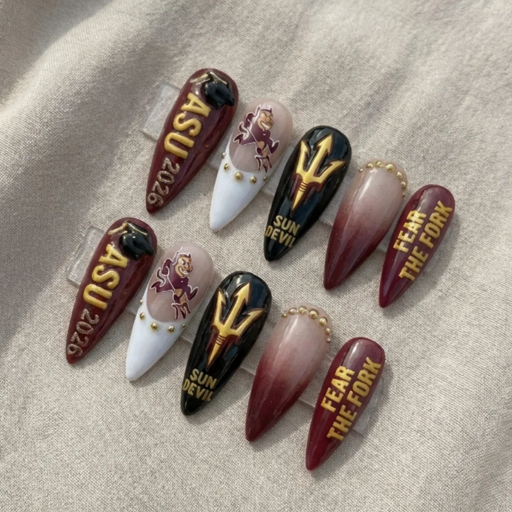 Class of 2026, Custom Graduation, press on nails, custom press on nails, fake nails, Nails Art, stained glass nails, gold press on nails, 3d press on nails, luxury press on nails, handmade press on nails