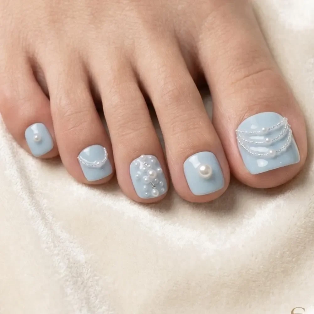 3D bridal pedicure, coquette nails, press on nails, custom press on nails, fake nails, Nails Art, stained glass nails, gold press on nails, 3d press on nails, luxury press on nails, handmade press on nails