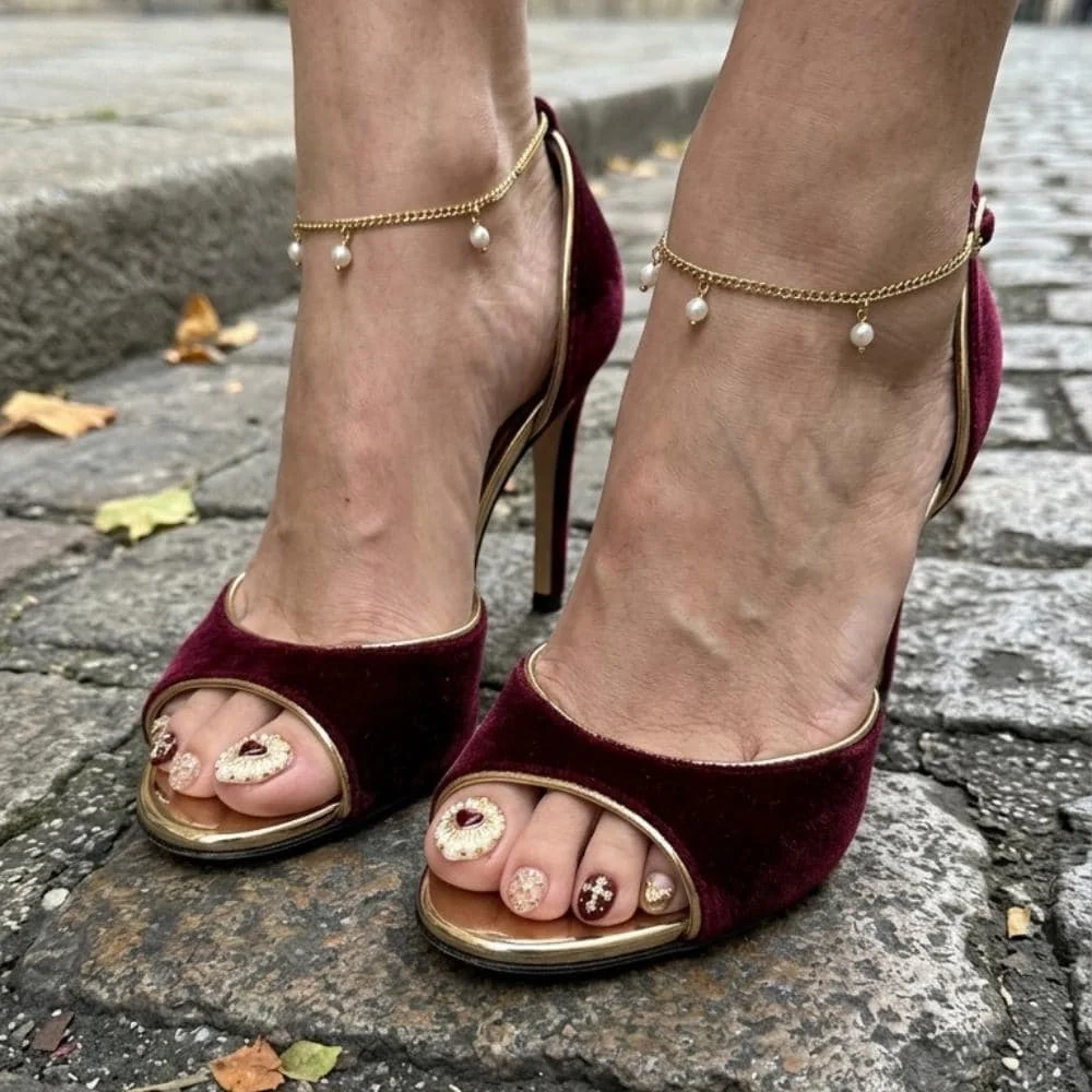 burgundy gold, pearl cross, press on nails, custom press on nails, fake nails, Nails Art, stained glass nails, gold press on nails, 3d press on nails, luxury press on nails, handmade press on nails