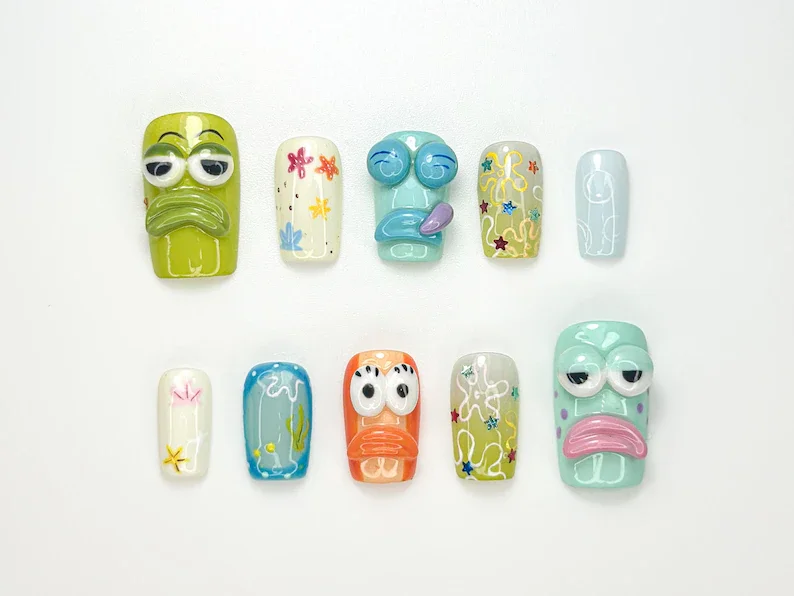 press on nails, custom press on nails, fake nails, Nails Art, stained glass nails, gold press on nails, 3d press on nails, luxury press on nails, handmade press on nails