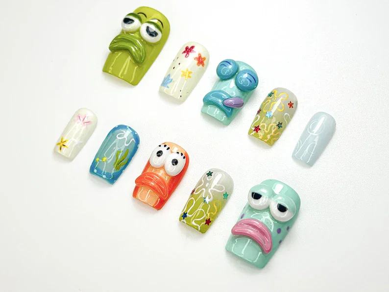 press on nails, custom press on nails, fake nails, Nails Art, stained glass nails, gold press on nails, 3d press on nails, luxury press on nails, handmade press on nails