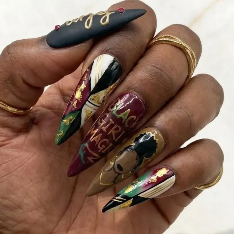 3D nail art, gold leaf manicure, press on nails, custom press on nails, fake nails, Nails Art, stained glass nails, gold press on nails, 3d press on nails, luxury press on nails, handmade press on nails