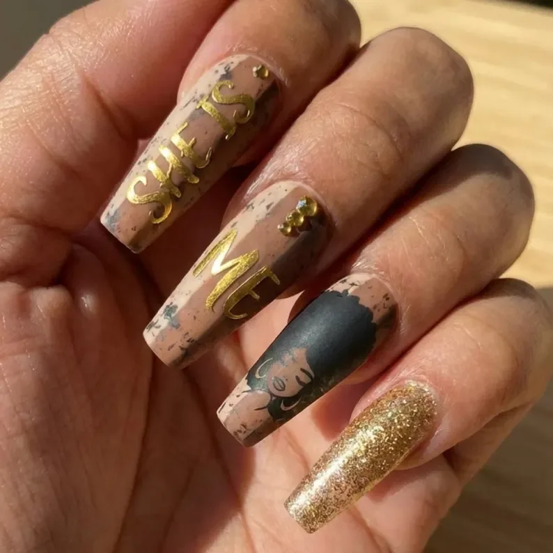 Gold Glitter, Marble Nails, press on nails, custom press on nails, fake nails, Nails Art, stained glass nails, gold press on nails, 3d press on nails, luxury press on nails, handmade press on nails