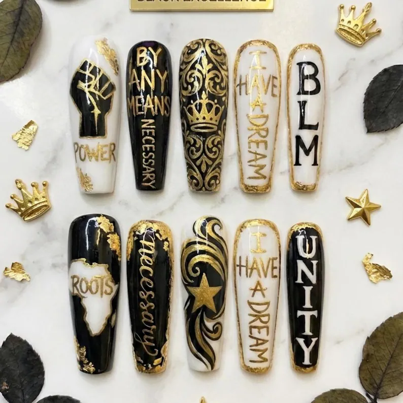 Luxury press on nails, Melanin magic, press on nails, custom press on nails, fake nails, Nails Art, stained glass nails, gold press on nails, 3d press on nails, luxury press on nails, handmade press on nails