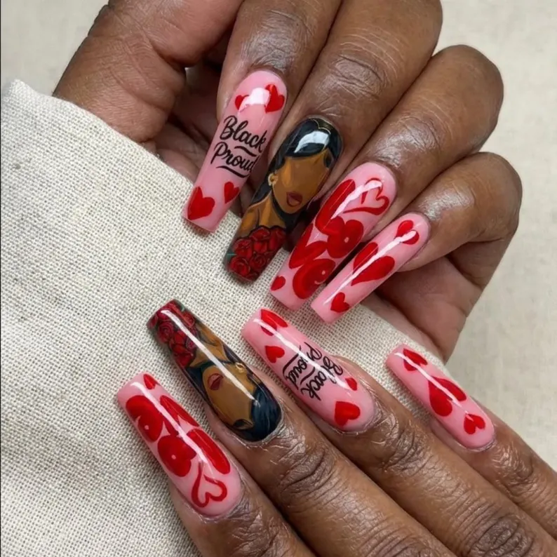black proud lover, press on nails, custom press on nails, fake nails, Nails Art, stained glass nails, gold press on nails, 3d press on nails, luxury press on nails, handmade press on nails