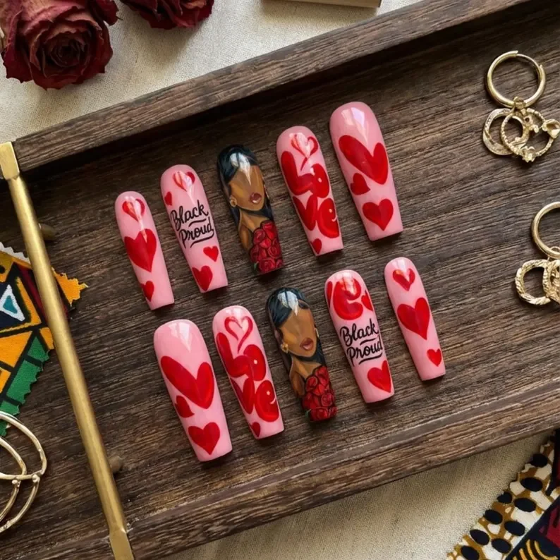 roses nail art, nail gift set, press on nails, custom press on nails, fake nails, Nails Art, stained glass nails, gold press on nails, 3d press on nails, luxury press on nails, handmade press on nails