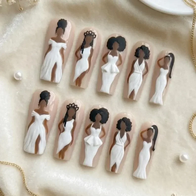 luxury 3d nails, white dress nails, press on nails, custom press on nails, fake nails, Nails Art, stained glass nails, gold press on nails, 3d press on nails, luxury press on nails, handmade press on nails