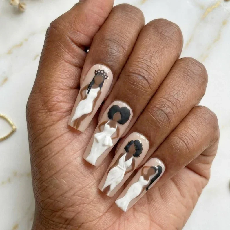 luxury 3d nails, white dress nails, press on nails, custom press on nails, fake nails, Nails Art, stained glass nails, gold press on nails, 3d press on nails, luxury press on nails, handmade press on nails