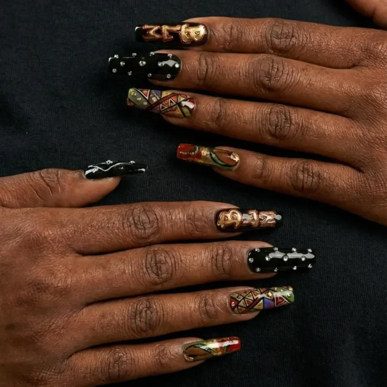 press on nail set, BLM empowerment nails, press on nails, custom press on nails, fake nails, Nails Art, stained glass nails, gold press on nails, 3d press on nails, luxury press on nails, handmade press on nails