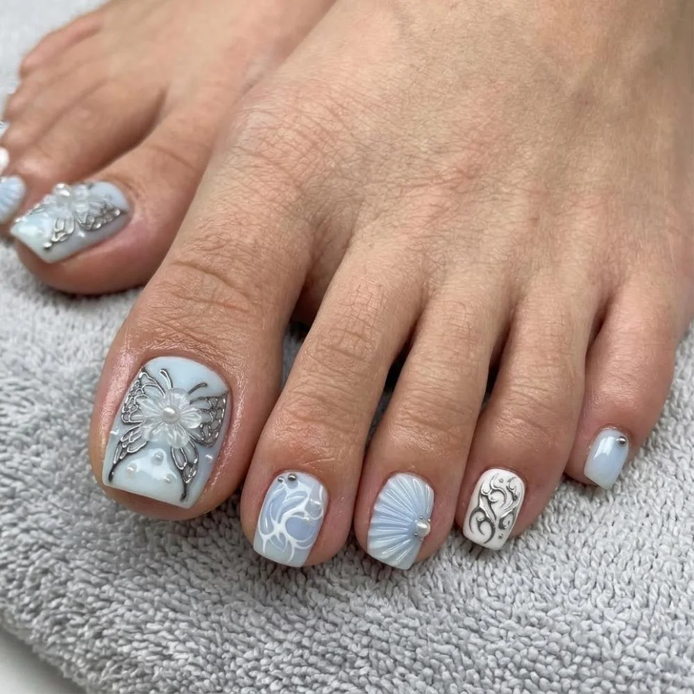 Toes Press On, Y2K Silver Chrome, press on nails, custom press on nails, fake nails, Nails Art, stained glass nails, gold press on nails, 3d press on nails, luxury press on nails, handmade press on nails