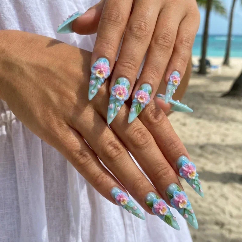 spring wedding nails, vacation nail art, press on nails, custom press on nails, fake nails, Nails Art, stained glass nails, gold press on nails, 3d press on nails, luxury press on nails, handmade press on nails