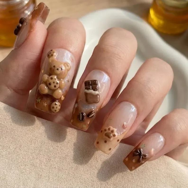 press on nails, kawaii nail art, custom press on nails, fake nails, Nails Art, stained glass nails, gold press on nails, 3d press on nails, luxury press on nails, handmade press on nails