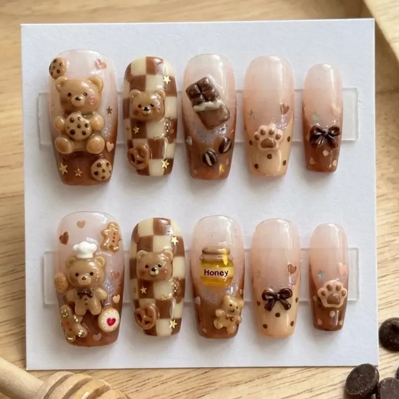 press on nails, kawaii nail art, custom press on nails, fake nails, Nails Art, stained glass nails, gold press on nails, 3d press on nails, luxury press on nails, handmade press on nails