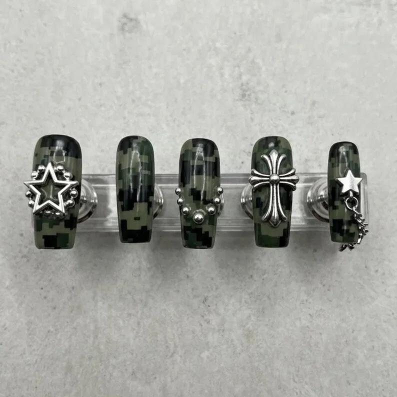 cyber y2k nail art, press on nail set, press on nails, custom press on nails, fake nails, Nails Art, stained glass nails, gold press on nails, 3d press on nails, luxury press on nails, handmade press on nails