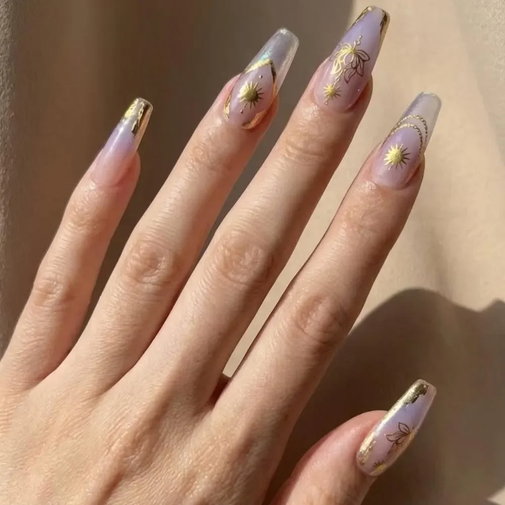 long coffin nails, coffin manicure, press on nails, custom press on nails, fake nails, Nails Art, stained glass nails, gold press on nails, 3d press on nails, luxury press on nails, handmade press on nails
