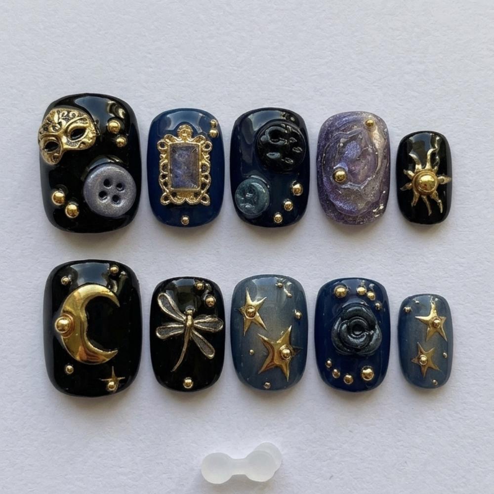 press on toes, gothic masquerade, press on nails, custom press on nails, fake nails, Nails Art, stained glass nails, gold press on nails, 3d press on nails, luxury press on nails, handmade press on nails