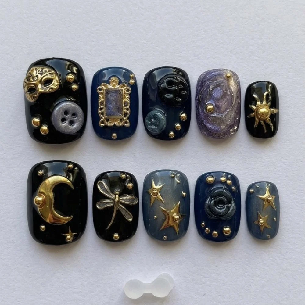 press on toes, gothic masquerade, press on nails, custom press on nails, fake nails, Nails Art, stained glass nails, gold press on nails, 3d press on nails, luxury press on nails, handmade press on nails