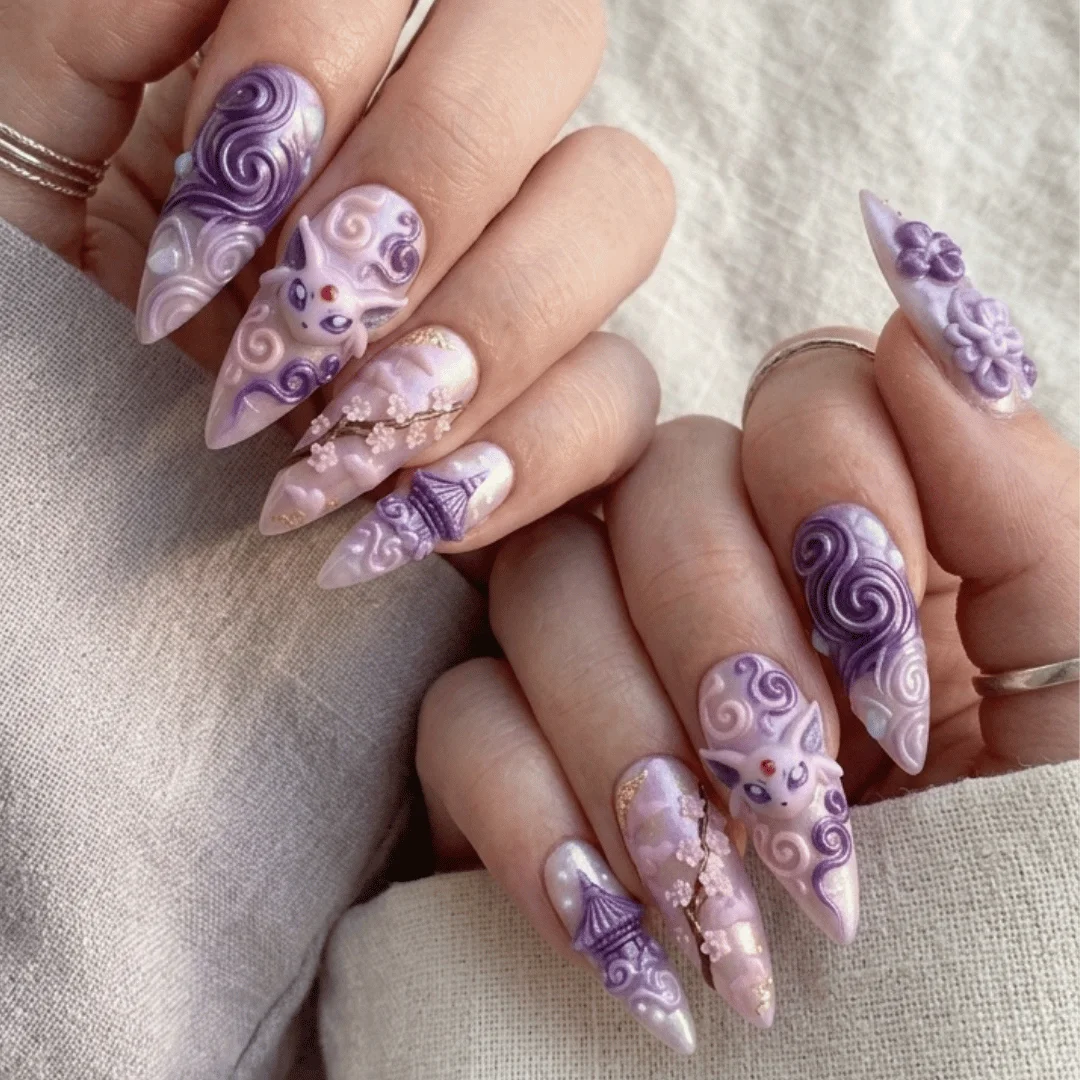 luxury handmade, celestial pagoda nails, press on nails, custom press on nails, fake nails, Nails Art, stained glass nails, gold press on nails, 3d press on nails, luxury press on nails, handmade press on nails