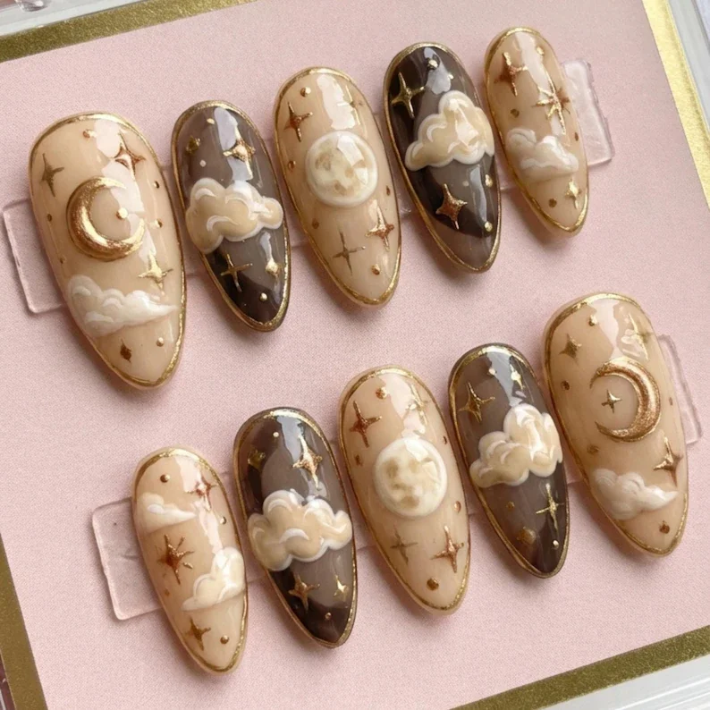 press on nails, custom press on nails, fake nails, Nails Art, stained glass nails, gold press on nails, 3d press on nails, luxury press on nails, handmade press on nails