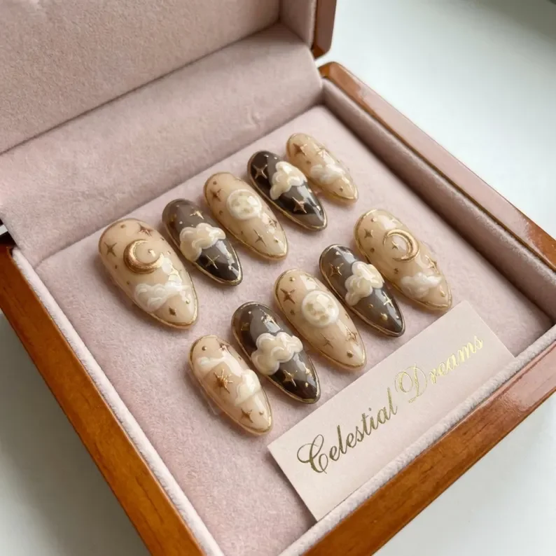 press on nails, custom press on nails, fake nails, Nails Art, stained glass nails, gold press on nails, 3d press on nails, luxury press on nails, handmade press on nails