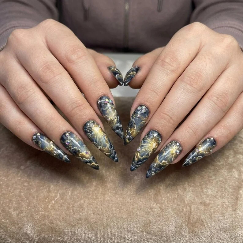 press on nails, custom press on nails, fake nails, Nails Art, stained glass nails, gold press on nails, 3d press on nails, luxury press on nails, handmade press on nails