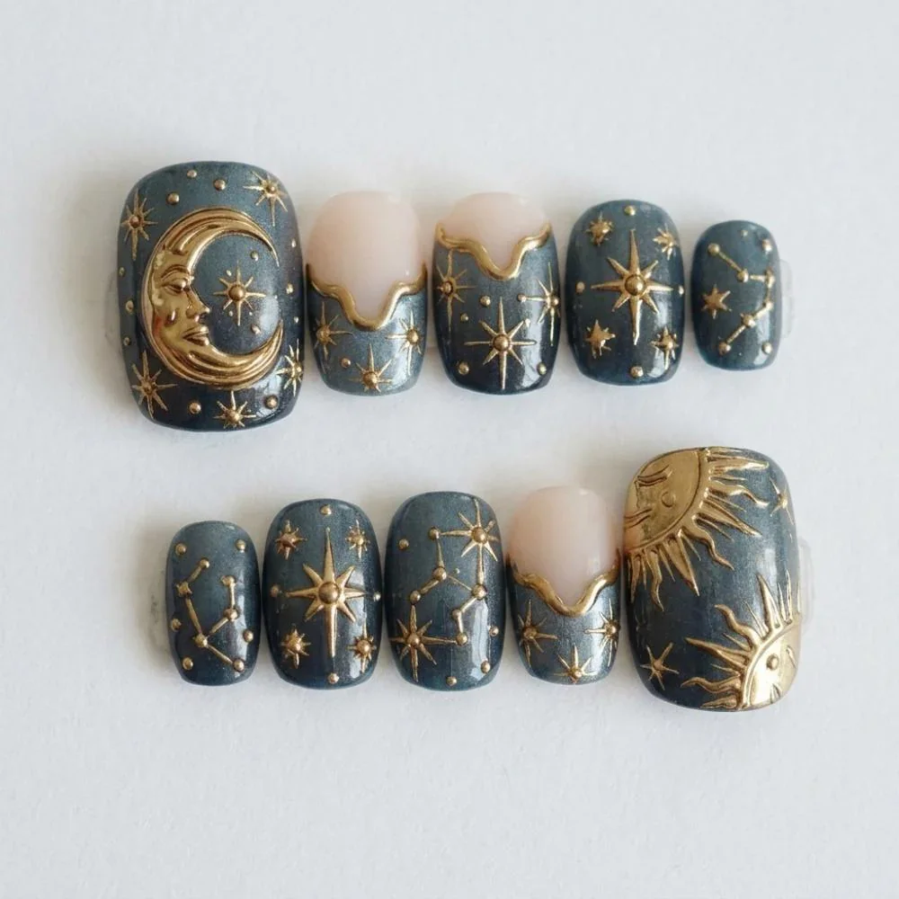 press on nails, custom press on nails, fake nails, Nails Art, stained glass nails, gold press on nails, 3d press on nails, luxury press on nails, handmade press on nails