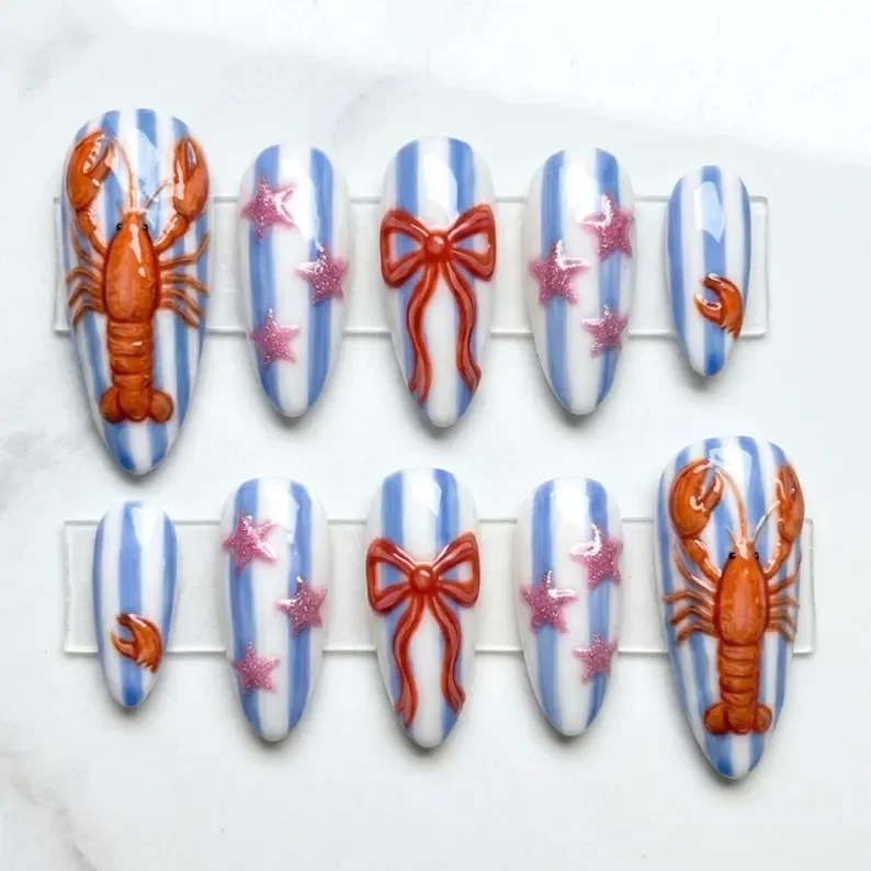 hand-painted nails, 3D bow nails, press on nails, custom press on nails, fake nails, Nails Art, stained glass nails, gold press on nails, 3d press on nails, luxury press on nails, handmade press on nails