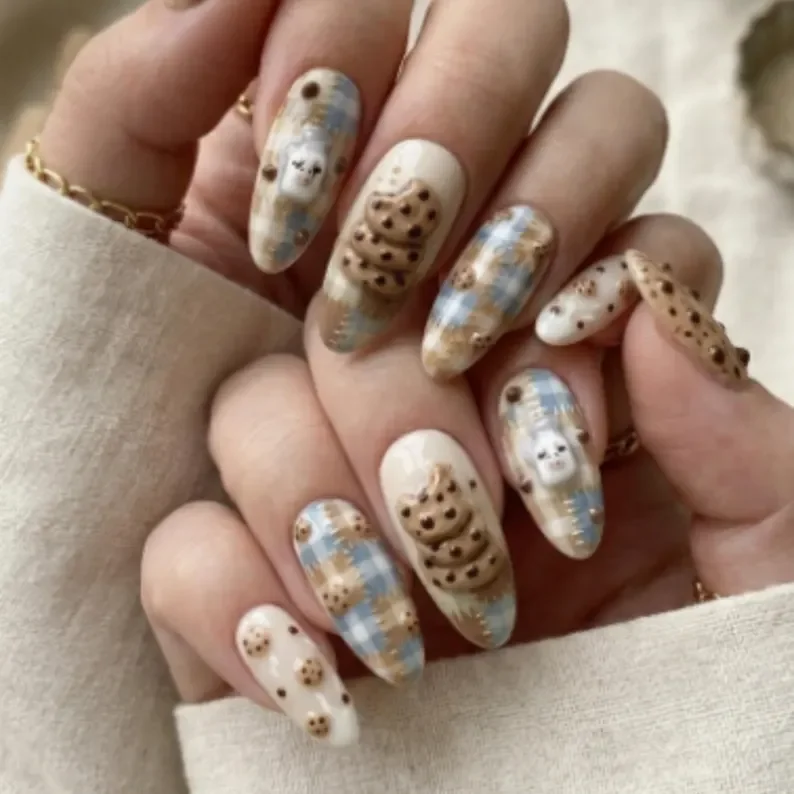 patchwork nail art, cow milk theme, press on nails, custom press on nails, fake nails, Nails Art, stained glass nails, gold press on nails, 3d press on nails, luxury press on nails, handmade press on nails