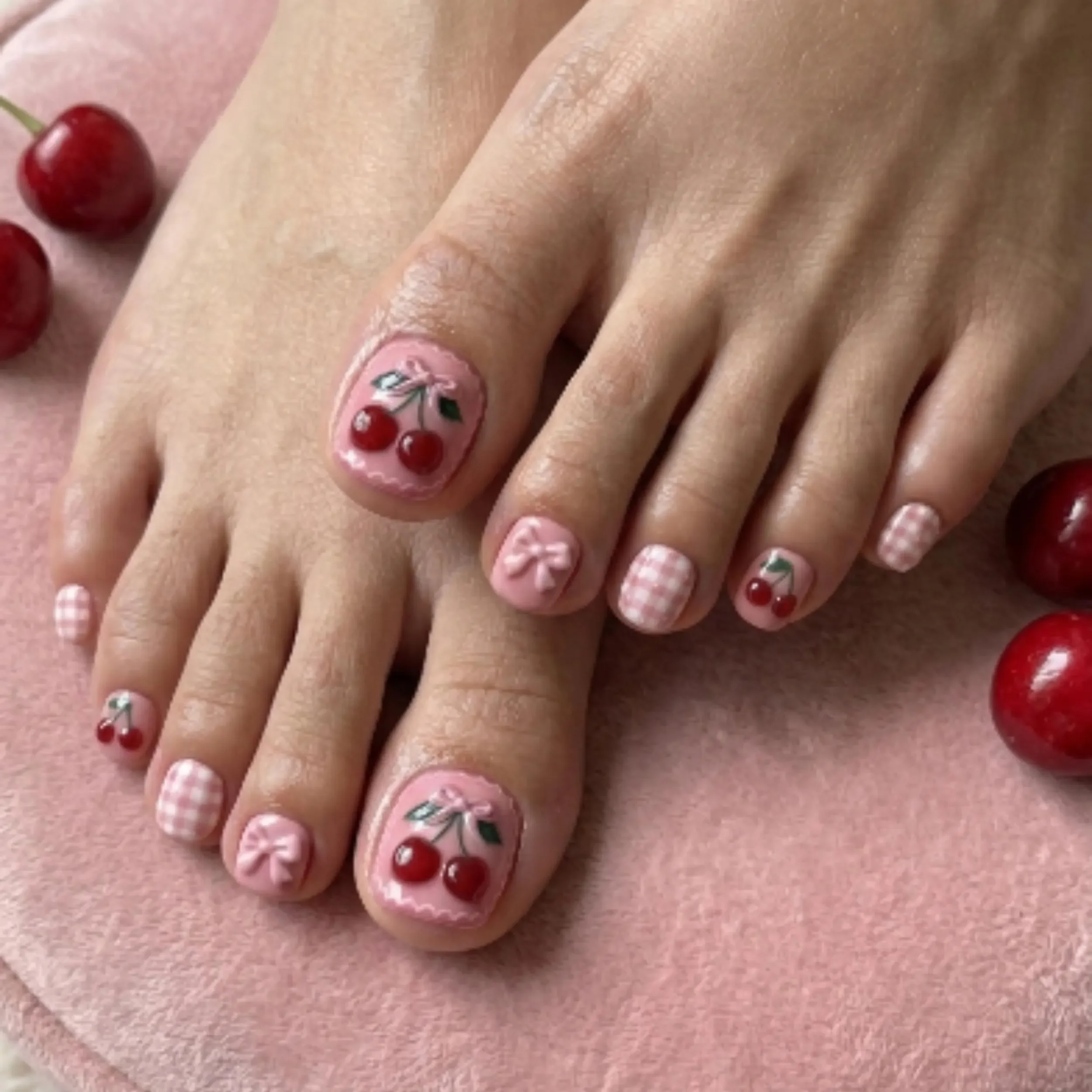 press on toes, pink gingham, press on nails, custom press on nails, fake nails, Nails Art, stained glass nails, gold press on nails, 3d press on nails, luxury press on nails, handmade press on nails