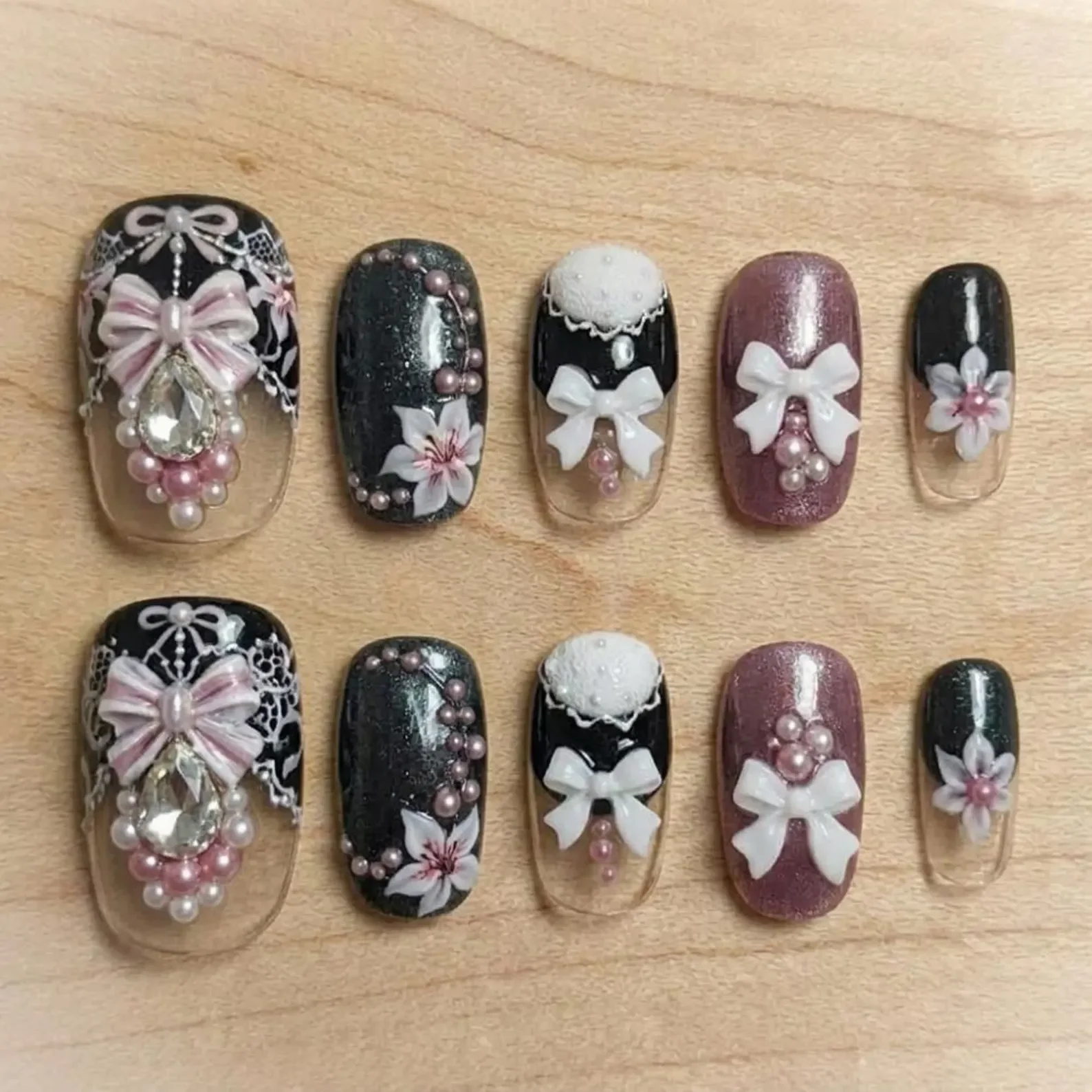 coquette press on, toe nail set, press on nails, custom press on nails, fake nails, Nails Art, stained glass nails, gold press on nails, 3d press on nails, luxury press on nails, handmade press on nails