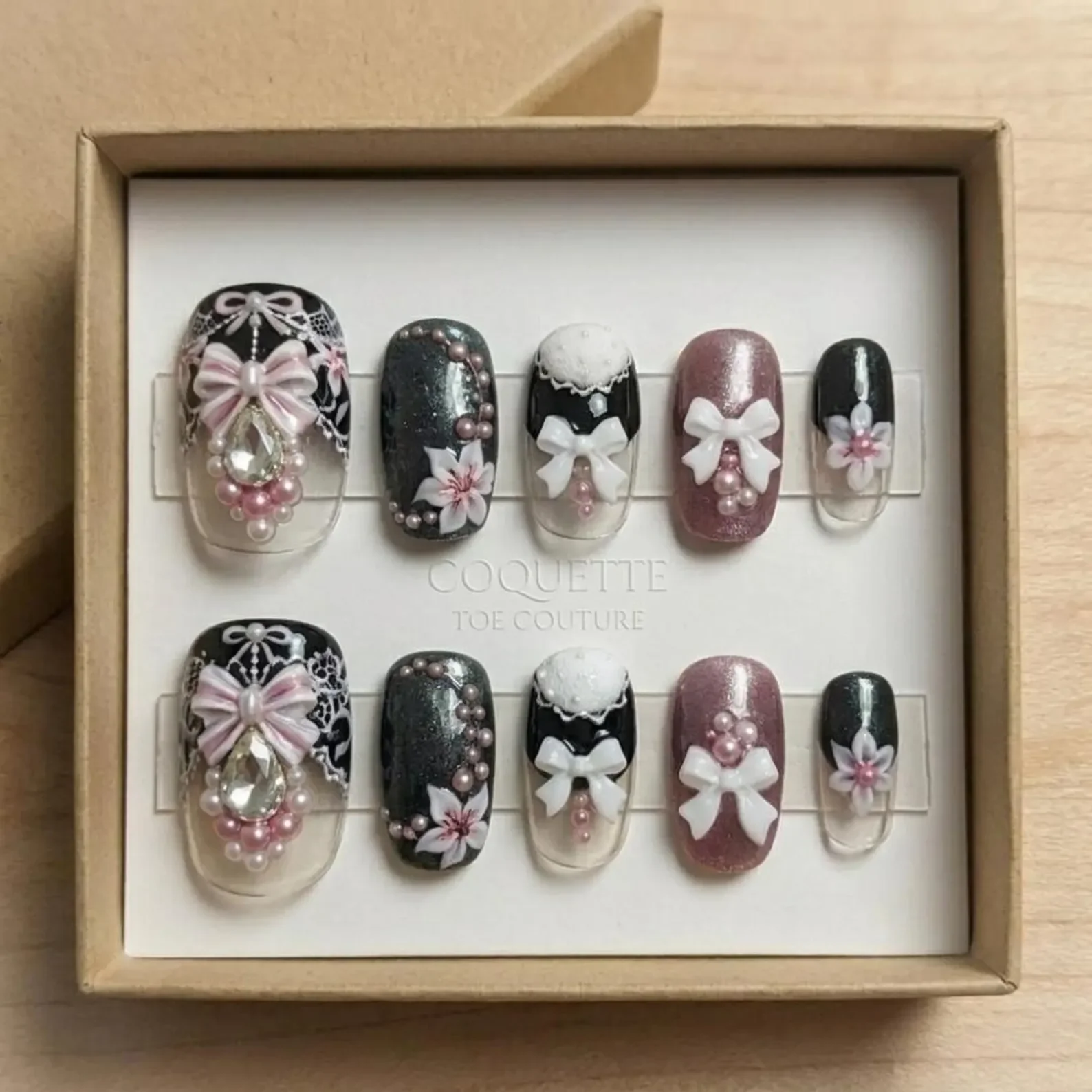 hand painted lace, lace pearl nails, press on nails, custom press on nails, fake nails, Nails Art, stained glass nails, gold press on nails, 3d press on nails, luxury press on nails, handmade press on nails
