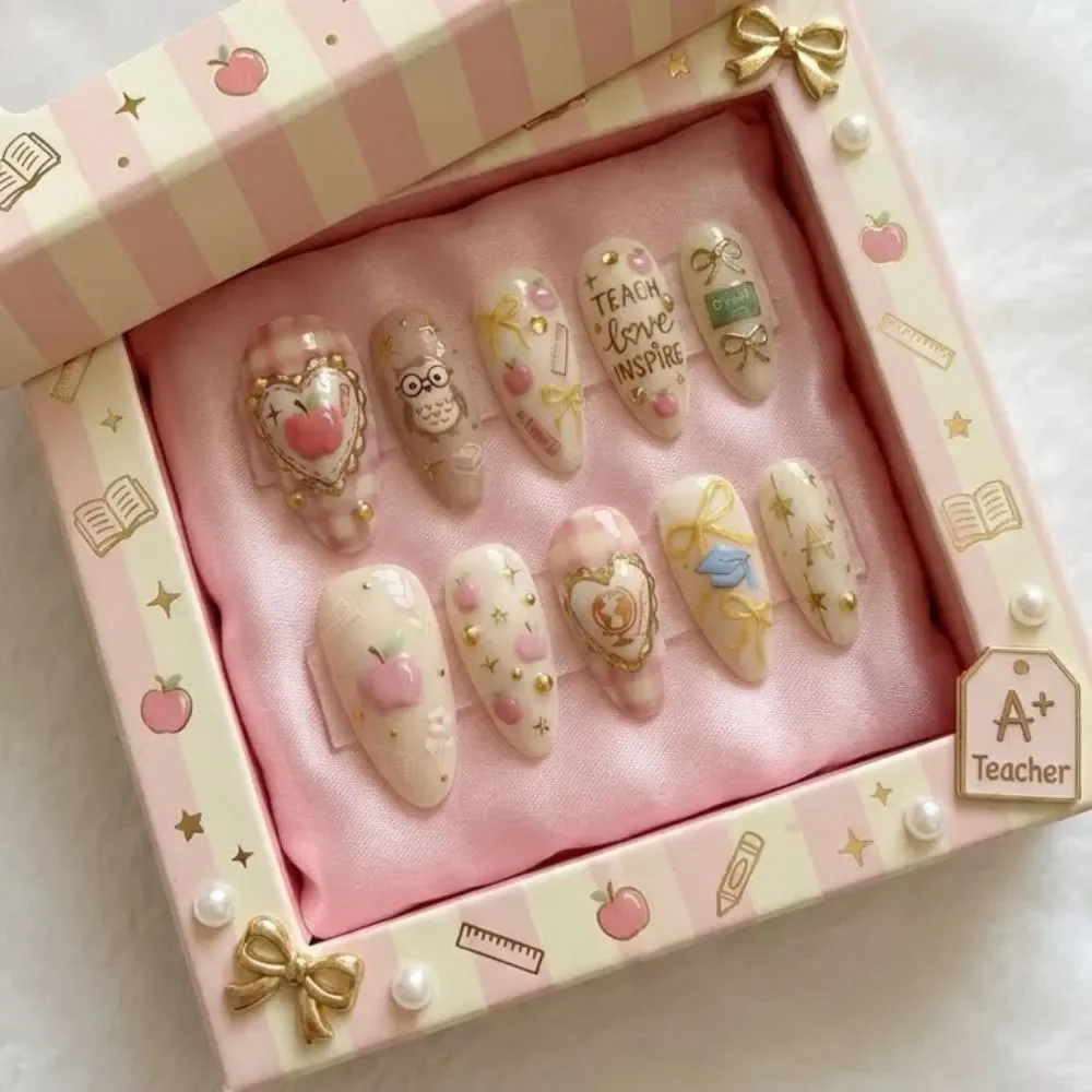 gingham nail art, bow accent nails, press on nails, custom press on nails, fake nails, Nails Art, stained glass nails, gold press on nails, 3d press on nails, luxury press on nails, handmade press on nails