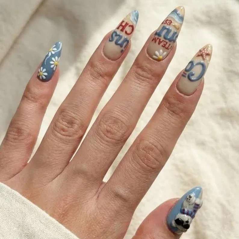 Team Conrad 3D, Faux Nail Art, press on nails, custom press on nails, fake nails, Nails Art, stained glass nails, gold press on nails, 3d press on nails, luxury press on nails, handmade press on nails