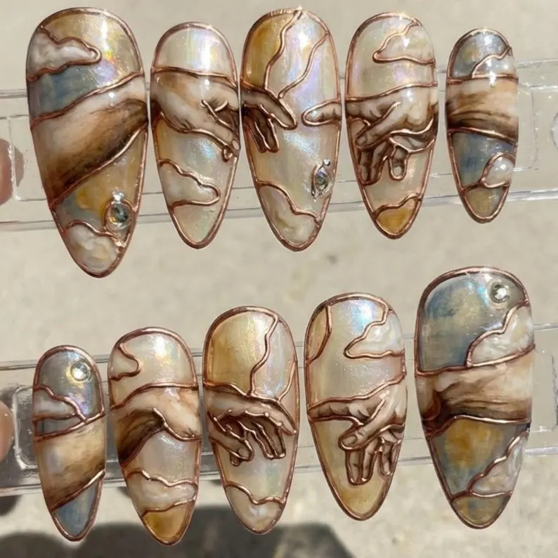 press on nails, custom press on nails, fake nails, Nails Art, stained glass nails, gold press on nails, 3d press on nails, luxury press on nails, handmade press on nails