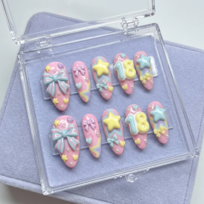 press on nails, custom press on nails, fake nails, Nails Art, stained glass nails, gold press on nails, 3d press on nails, luxury press on nails, handmade press on nails