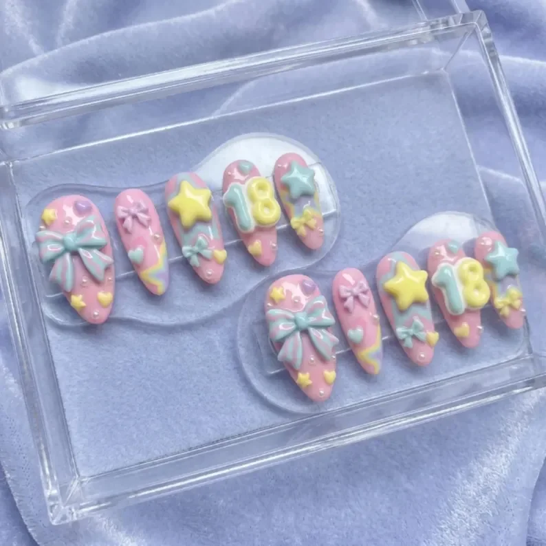 press on nails, custom press on nails, fake nails, Nails Art, stained glass nails, gold press on nails, 3d press on nails, luxury press on nails, handmade press on nails