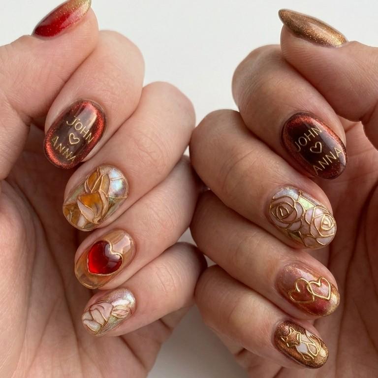 stained glass nails, custom name nails, press on nails, custom press on nails, fake nails, Nails Art, gold press on nails, 3d press on nails, luxury press on nails, handmade press on nails