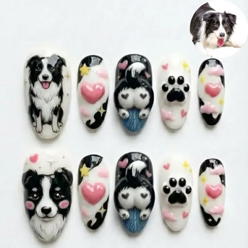 custom pet nails, dog mom nails, press on nails, custom press on nails, fake nails, Nails Art, stained glass nails, gold press on nails, 3d press on nails, luxury press on nails, handmade press on nails