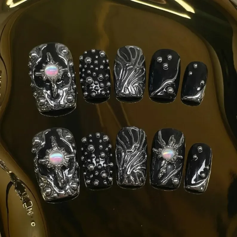 press on nails, custom press on nails, fake nails, Nails Art, stained glass nails, gold press on nails, 3d press on nails, luxury press on nails, handmade press on nails