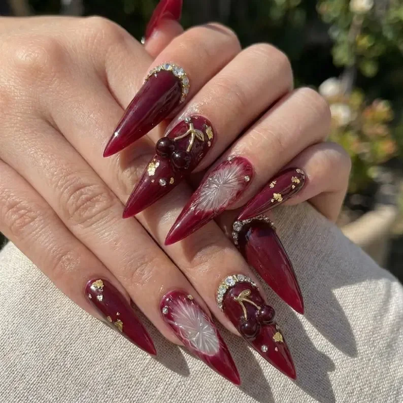 vampy rhinestone, custom nails, press on nails, custom press on nails, fake nails, Nails Art, stained glass nails, gold press on nails, 3d press on nails, luxury press on nails, handmade press on nails