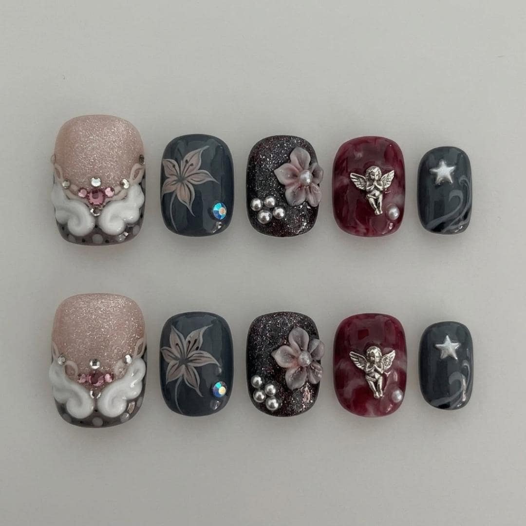 press on nails, custom press on nails, fake nails, Nails Art, stained glass nails, gold press on nails, 3d press on nails, luxury press on nails, handmade press on nails