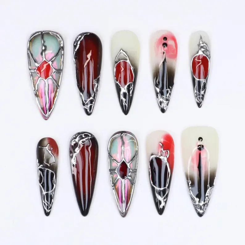 press on nails, custom press on nails, fake nails, Nails Art, stained glass nails, gold press on nails, 3d press on nails, luxury press on nails, handmade press on nails