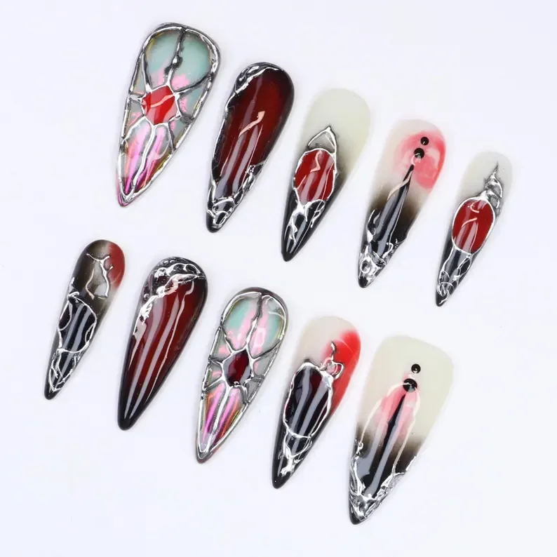 press on nails, custom press on nails, fake nails, Nails Art, stained glass nails, gold press on nails, 3d press on nails, luxury press on nails, handmade press on nails