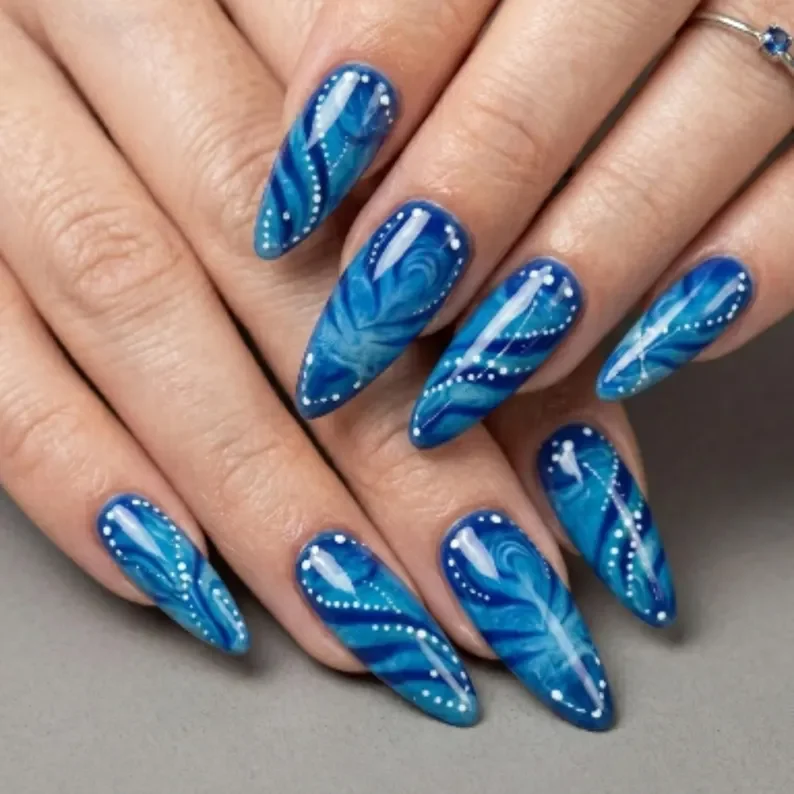 celestial dotted, boho handpainted, press on nails, custom press on nails, fake nails, Nails Art, stained glass nails, gold press on nails, 3d press on nails, luxury press on nails, handmade press on nails