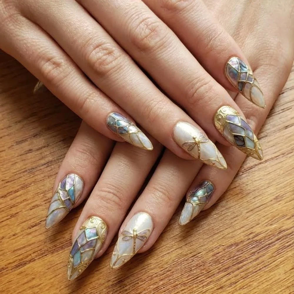 press on nails, stained glass nails, custom press on nails, fake nails, Nails Art, gold press on nails, 3d press on nails, luxury press on nails, handmade press on nails