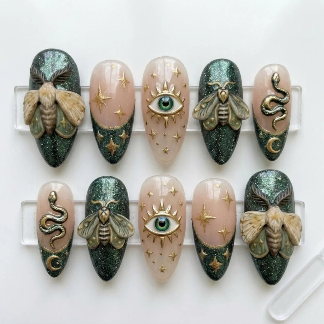 press on nails, custom press on nails, fake nails, Nails Art, stained glass nails, gold press on nails, 3d press on nails, luxury press on nails, handmade press on nails