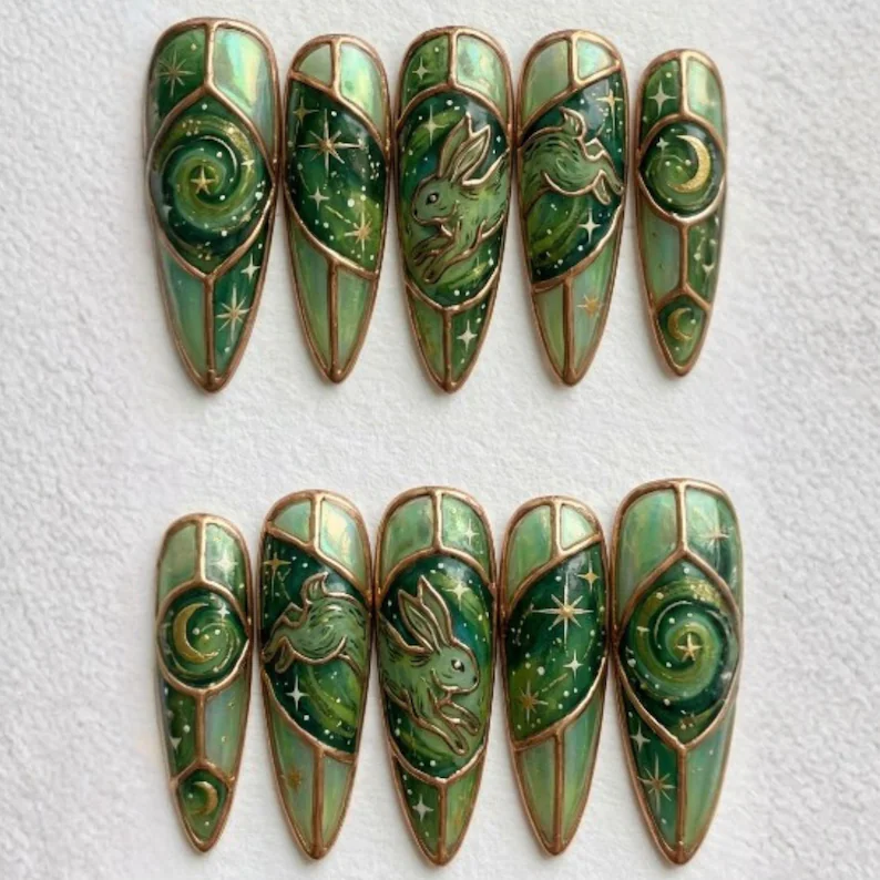 press on nails, custom press on nails, fake nails, Nails Art, stained glass nails, gold press on nails, 3d press on nails, luxury press on nails, handmade press on nails