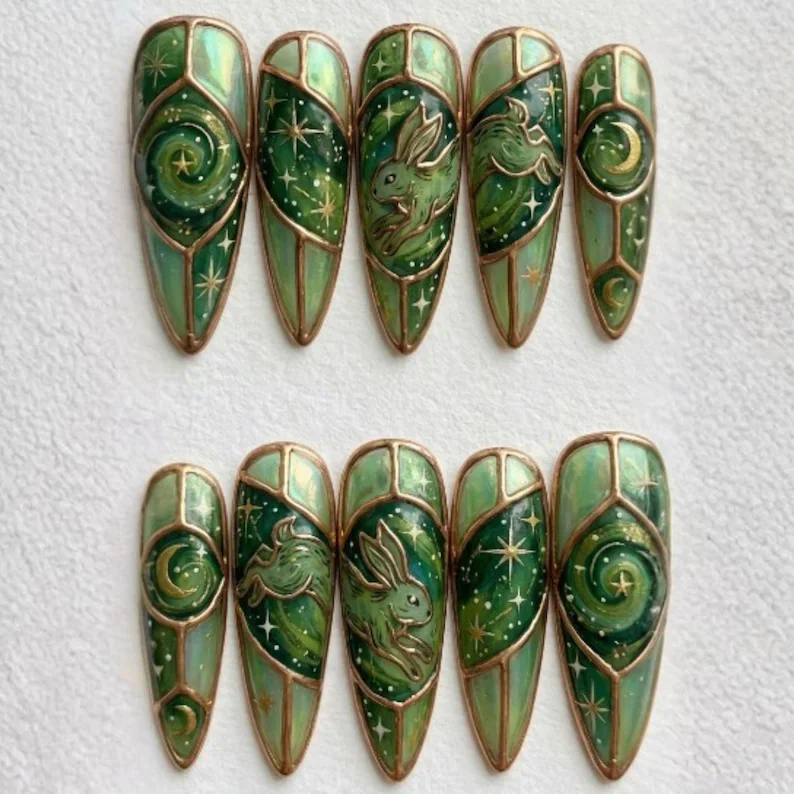press on nails, custom press on nails, fake nails, Nails Art, stained glass nails, gold press on nails, 3d press on nails, luxury press on nails, handmade press on nails
