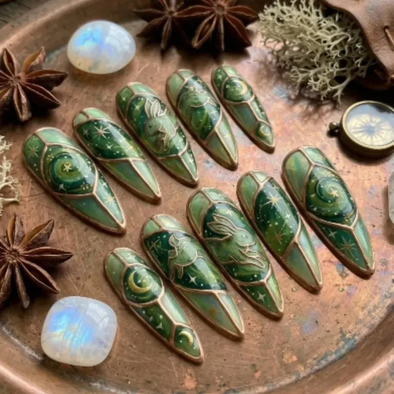 press on nails, custom press on nails, fake nails, Nails Art, stained glass nails, gold press on nails, 3d press on nails, luxury press on nails, handmade press on nails
