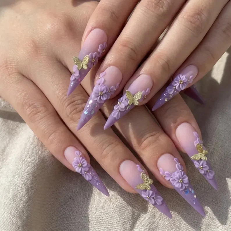 3 colorway options, 3D floral nails, press on nails, custom press on nails, fake nails, Nails Art, stained glass nails, gold press on nails, 3d press on nails, luxury press on nails, handmade press on nails